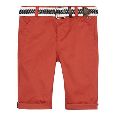 Boys' dark orange belted chino shorts